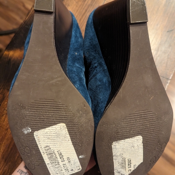 Jessica Simpson navy leather wedge suede - Picture 3 of 4